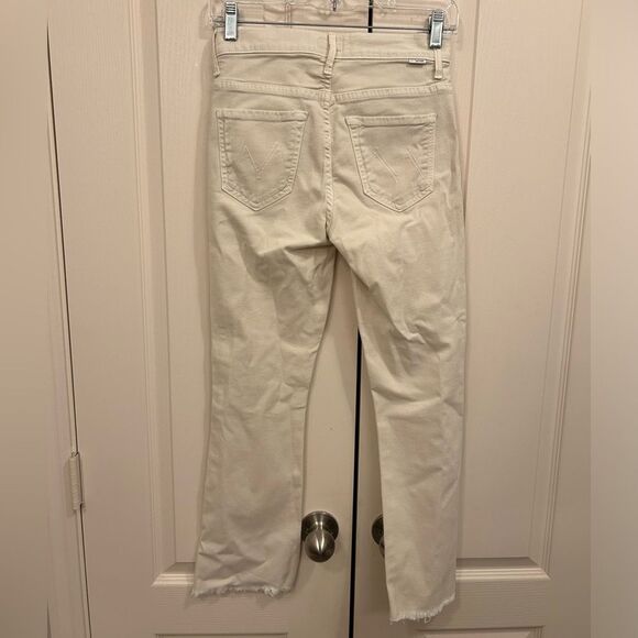 MOTHER The Insider Crop Step Fray Jeans in So Far Gone (Cream/Tan), Size 25 - Picture 4 of 10